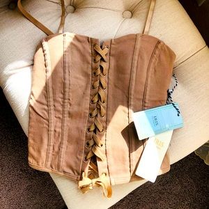 Iris/Agaci Taupe Lace Up Camisole Corset